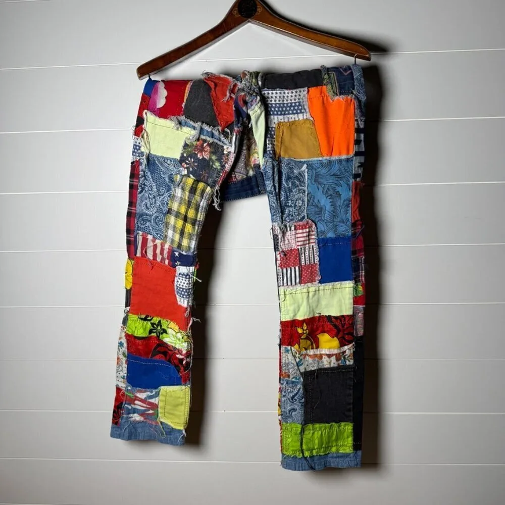 RARE BiePa Jeans 1971 Patchwork Distressed Jeans Size 32